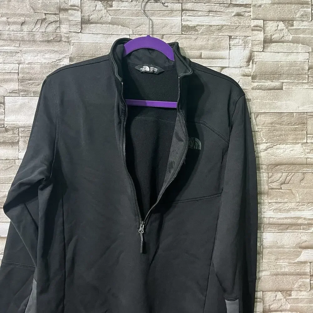 The North Face Men’s Black Grey Quarter Zip Front Pocket Sweatshirt Pullover L